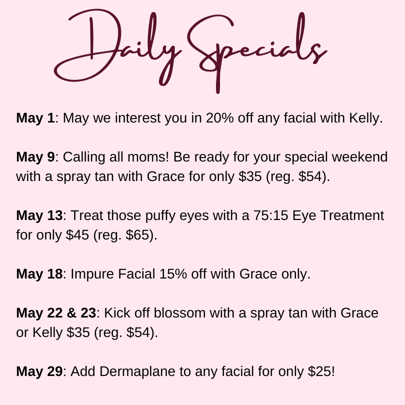 daily specials for may